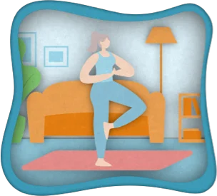 kreslená žena cvičiaca jogu