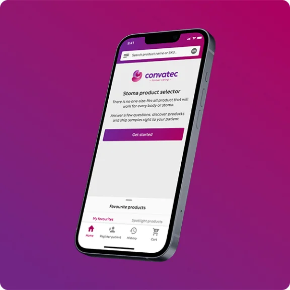 Acceda a las aplicaciones de cuidado de ostomía de Convatec en cualquier momento a través de la aplicación móvil