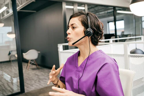a woman wearing headphones